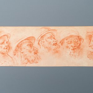 Ecole italienne, d'après Charles Parrocel, sanguine sur papier, 18/19ème: Cinq têtes de soldats casqués — photo 2