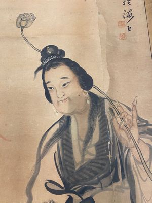Ecole japonaise, suiveur de Sesson Shukei 雪村周継 (1504 – c. 1589): 'Deux immortels', encre et couleurs sur papier — photo 11