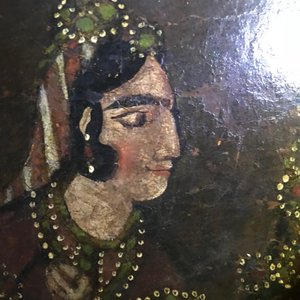 Ecole qajar: Les servantes de Zulaykha se mutilent en présence de Yusuf, huile sur toile, Iran, 19ème — photo 20