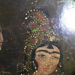 Ecole qajar: Les servantes de Zulaykha se mutilent en présence de Yusuf, huile sur toile, Iran, 19ème — photo 21