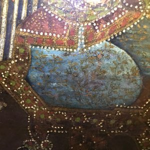 Ecole qajar: Les servantes de Zulaykha se mutilent en présence de Yusuf, huile sur toile, Iran, 19ème — photo 29
