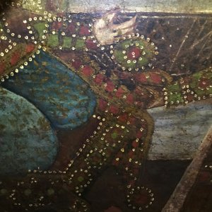 Ecole qajar: Les servantes de Zulaykha se mutilent en présence de Yusuf, huile sur toile, Iran, 19ème — photo 30