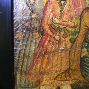 Ecole qajar: Triptyque d'une parade d'un prince, huile sur panneau, Iran, 19ème — photo 15