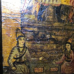 Ecole qajar: Triptyque d'une parade d'un prince, huile sur panneau, Iran, 19ème — photo 25