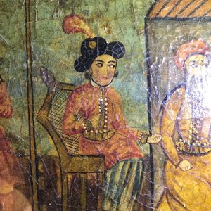 Ecole qajar: Triptyque d'une parade d'un prince, huile sur panneau, Iran, 19ème — photo 29