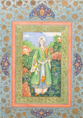 Ecole qajare, miniature: 'Portrait d'une femme'