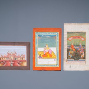 Ecoles indiennes et persanes: dix miniatures aux sujets figuratifs et une vue sur la tombe d'Akbar le Grand, 19/20ème — photo 21