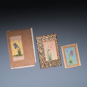 Ecoles indiennes et persanes: sept miniatures aux sujets figuratifs et floraux sur pages de Coran, 19/20ème — photo 8