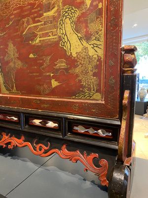 Ecran de table en bois doré, laqué et polychromé, Chine, Shanxi, 16/17ème — photo 20