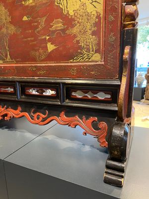 Ecran de table en bois doré, laqué et polychromé, Chine, Shanxi, 16/17ème — photo 21