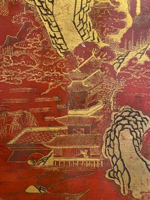 Ecran de table en bois doré, laqué et polychromé, Chine, Shanxi, 16/17ème — photo 25