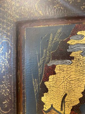 Ecran de table en bois doré, laqué et polychromé, Chine, Shanxi, 16/17ème — photo 10