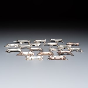 Édouard-Marcel Sandoz (1881–1971) for Maison Gallia, a set of 18 Art Deco silver-plated animal-form knife rests — 照片 1