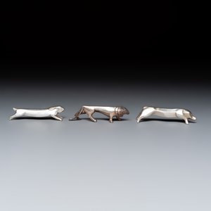 Édouard-Marcel Sandoz (1881–1971) for Maison Gallia, a set of 18 Art Deco silver-plated animal-form knife rests — 照片 11