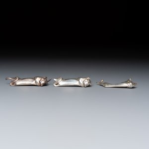 Édouard-Marcel Sandoz (1881–1971) for Maison Gallia, a set of 18 Art Deco silver-plated animal-form knife rests — 照片 4