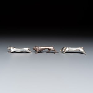 Édouard-Marcel Sandoz (1881–1971) for Maison Gallia, a set of 18 Art Deco silver-plated animal-form knife rests — 照片 10