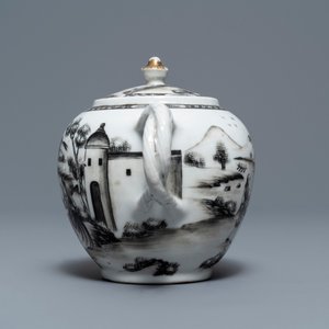 Een 11-delig Chinees grisaille theeservies met Europees decor, Qianlong — foto 5