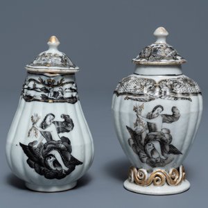 Een 37-delig Chinees grisaille theeservies met decor van Jupiter, Qianlong — foto 24