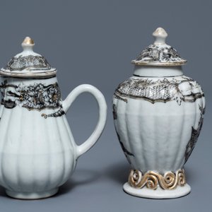 Een 37-delig Chinees grisaille theeservies met decor van Jupiter, Qianlong — foto 27