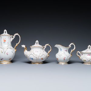 Een 43-delig servies in polychroom Meissen porselein, Duitsland, 19/20e eeuw — foto 17