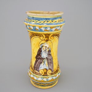 Een albarello in Italiaanse majolica, Palermo, 17e eeuw — foto 1