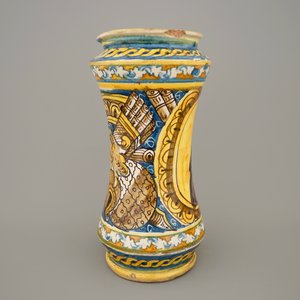 Een albarello in Italiaanse majolica, Palermo, 17e eeuw — foto 3