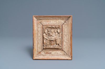 Een albasten reliëf met de 'Graflegging', Mechelen, meestermerk ND voor Nicolaas Daems, 1e helft 17e eeuw