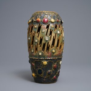 Een Amphora vaas met pseudo-edelstenen en bliksemdecor, Gres-Bijou series, Oostenrijk, begin 20e eeuw — foto 2