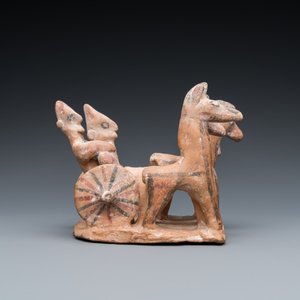 Een beschilderde terracotta groep met paarden die een kar trekken, Cyprus, ca. 8e eeuw v.C. — foto 5