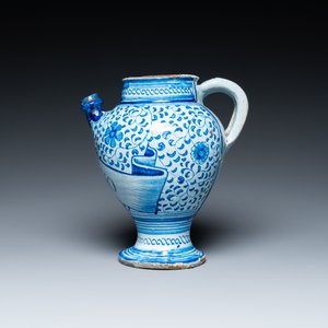 Een blauw-witte Antwerpse majolica siroopkan met decor 'alla porcelana', 2e helft 16e eeuw — foto 2