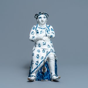 Een blauw-witte Brussels aardewerken kan met tinmontuur, zgn. Jacqueline, 18e eeuw — foto 2