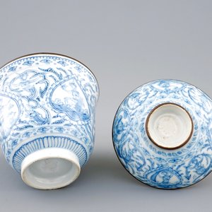 Een blauw-witte Chinese Bencharong kop met deksel voor de Thaise markt, 18/19e eeuw — foto 6