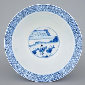 Een blauw-witte Chinese klapmuts kom, Kangxi merk en periode — foto 6