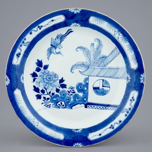 Een blauw-witte Chinese schotel met "Koekoek in het huisje", Kangxi — foto 1
