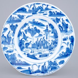 Een blauw-witte chinoiserie schotel, Haarlem, 17e eeuw — foto 1