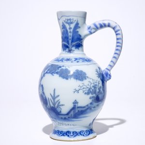 Een blauw-witte Delftse kan met chinoiseriedecor, 17e eeuw — foto 2