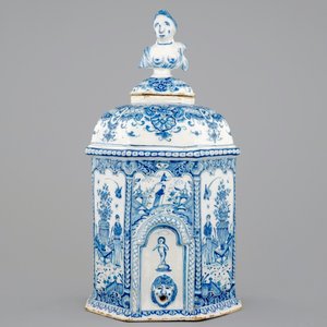 Een blauw-witte Delftse wandfontein met bassin, 18e eeuw — foto 3