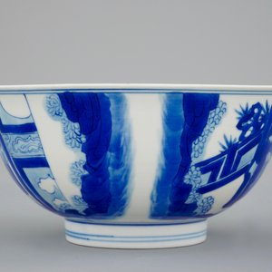 Een blauw-witte kom met zes-karaktermerk Chenghua, Kangxi — foto 2