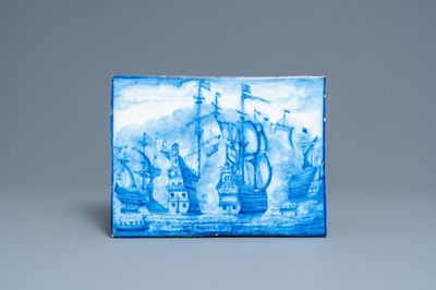 Een blauw-witte plaquette met de slag bij Duins, wellicht Utrecht, ca. 1800