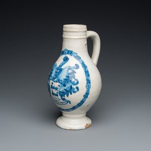 Een blauw-witte Portugese wapenkan met inscriptie Jacob Schröder, Lissabon, gedat. 1644 — foto 1