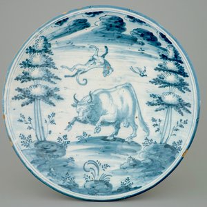 Een blauw-witte Spaanse schotel, Talavera, 17e eeuw — foto 1