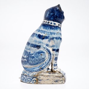 Een blauwwit Delfts model van een kat, 1e helft 19e eeuw — foto 5