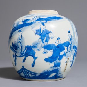 Een blauwwitte Chinese gemberpot met spelende jongens, Kangxi — foto 2