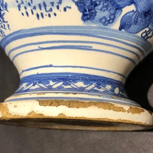 Een blauwwitte chinoiserie kan met tinnen deksel, Haarlem of Delft, 1e helft 17e eeuw — foto 10