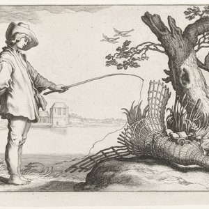 Een blauwwitte Delftse schotel met " De jonge visser" naar Bloemaert, 18e eeuw — foto 3