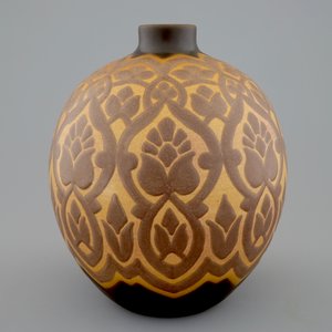 Een bolvaas in grès met floraal decor, Charles Catteau, Boch Kéramis, 1e helft 20e eeuw — foto 2