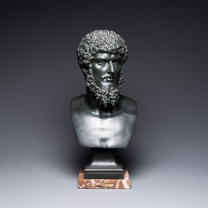Een bronzen buste van Marcus Aurelius naar antiek voorbeeld, 19e eeuw — foto 1