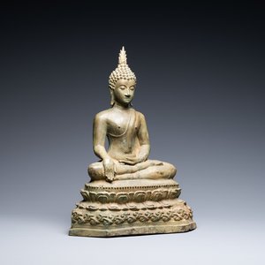 Een bronzen figuur van Boeddha, Rattanakosin, Thailand, 19/20e eeuw — foto 1