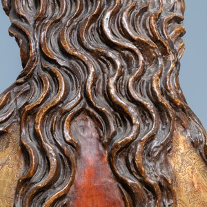 Een buste van de Maagd Maria in hout met polychromie, Duitsland, 15/16e eeuw — foto 25
