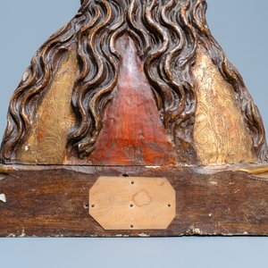 Een buste van de Maagd Maria in hout met polychromie, Duitsland, 15/16e eeuw — foto 26